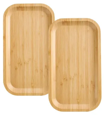 2er-Set Bambus-Tablett, 25x14x2 cm, rechteckig, Holz