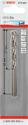 Produktbild von Metallbohrer HSS-Co, DIN 338, 6 x 57 x 93 mm, 1er-Pack