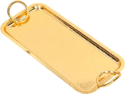 Immagine prodotto di Piattino decorativo dorato in acciaio inossidabile per tazze da tè, con manico rotondo, ideale per cerimonie nuziali