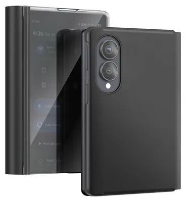 Obrázok produktu pre Avizar, ochranné puzdro s klopkou pre Galaxy Z Fold8, vzhľad kože, s možnosťou použitia ako stojan, čierna farba
