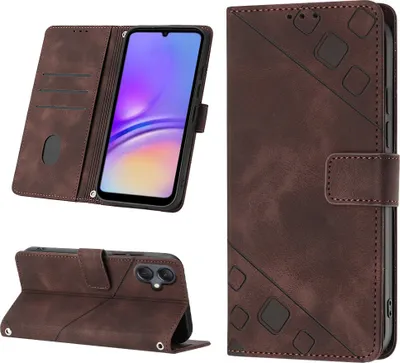 Produktbild von Hülle für Samsung Galaxy A05 Prägung Flip Leder Brieftasche Schutzhülle mit Ständer Braun