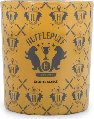 Image de Bougie parfumée Harry Potter™ Hufflepuff, L x l x h : 8,3 x 7,4 x 7,4 cm, verre, cire de paraffine, bougie cadeau au motif Hufflepuff