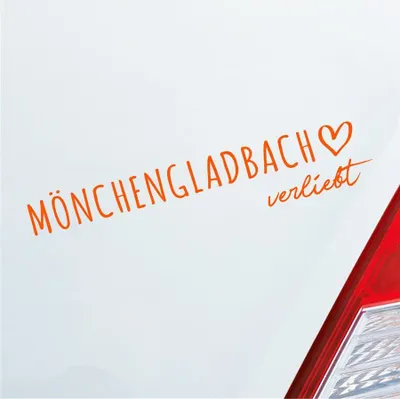 Produktbild von Auto Aufkleber Mönchengladbach verliebt Herz Stadt Heimat Liebe Car 19x4 cm Orange Sticker Heckscheibenaufkleber