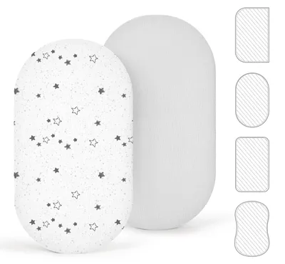 Image de Ensemble de 2 draps-housses en coton de mousseline pour lit de bébé