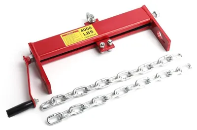 Immagine prodotto di Sollevatore per motori - Bilanciatore di carico per motori, capacità 2 tonnellate (circa 2.000 kg) - Per carichi pesanti - Regolabile con manovella - Adatto per gru da officina - Dotato di 2 catene