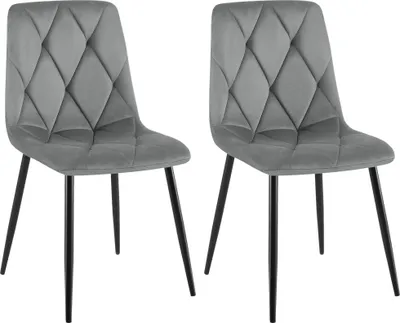 Produktbild von CLP 2er Set Esszimmerstuhl Clairton gepolstert mit Rückenlehne bis 150 kg belastbar dunkelgrau Material Samt