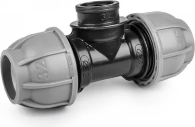 Produktbild von T-Stück Schlauchkupplung mit Innengewinde für PE-Rohre 20 mm - 1/2"