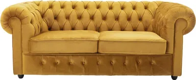 Produktbild von 3-Sitzer Sofa Chesterfield Couch Samt safrangelb 198 cm