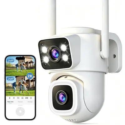 Obrázek produktu pro Venkovní bezpečnostní kamera s duální objektivou a Wi-Fi 2,4 GHz