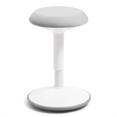 Produktbild von Wobblez Savvy Wackelhocker - Ergonomischer Hocker für aktives Sitzen - Höhenverstellbarer Stuhl - 40 cm bis 60 cm - Grau/Weiß