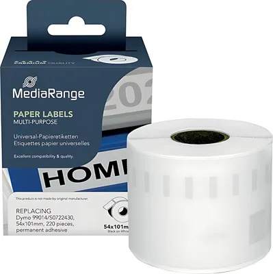 Produktbild von MediaRange Papieretiketten komp. Dymo 54x101mm 220 Stk.sw/ws