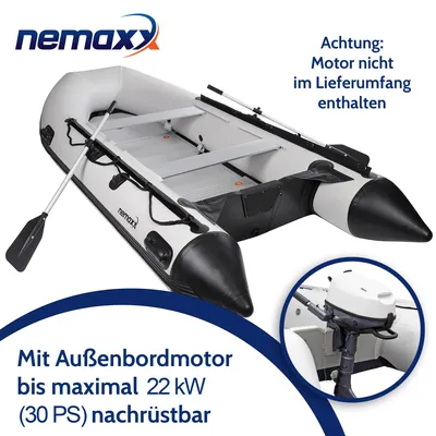 Zdjęcie produktu dla NEMAXX® Ponton 380 cm dla 7 osób wędkarski rekreacyjny 905 kg aluminiowa podłoga silnik do 30 KM w zestawie pompka manometr torba zestaw