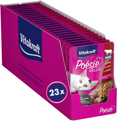 Produktbild von Vitakraft Poésie Délice, Nassfutter Katze, Katzennassfutter in Sauce, mit Rind,