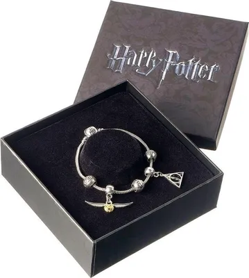 Image de Bracelet à breloques Vif d'Or de Harry Potter avec 3 perles magiques, argent