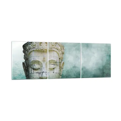 Produktbild von Bilder auf glas - 3 Teile - Buddha Grafik Türkis - 150x50cm - Glasbilder - Wandbilder - Bilder - zum Aufhängen bereit - Wanddekoration aus Glas - Glas Bilder - Wandbild auf Glas - GCA150x50-4342