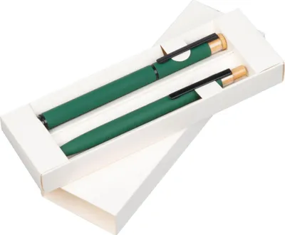 Produktbild von Schreibset mit Kugelschreiber und Rollerball aus Metall / Farbe: dunkelgrün