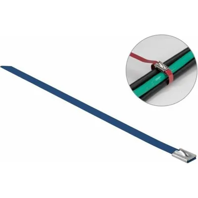 Produktbild von Delock Edelstahlkabelbinder L 200 x B 7,9 mm blau 10 Stück