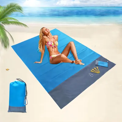 Productafbeelding van Waterdichte Strandmat 200 x 140 cm, Draagbare Stranddeken voor Reizen en Kamperen