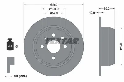 Produktbild von 2x TEXTAR 92057000 Bremsscheibe Hinterachse
