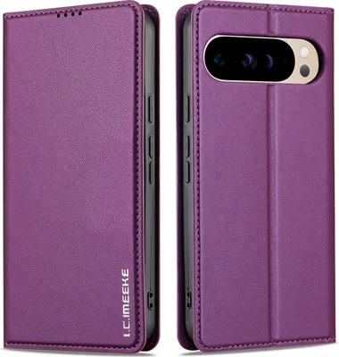 Obrázek produktu pro Magnetické flipové kožené pouzdro pro Google Pixel 10 /Pixel 10 Pro, s přihrádkou na karty a funkcí stojánku Fialová