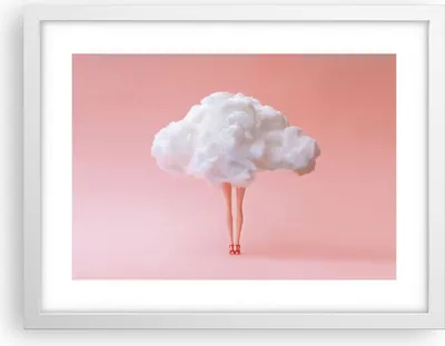 Produktbild von Gerahmtes Poster - Weißer Rahmen - Wolke Beine Surrealismus - 40x30 cm - Wand Bild - Wanddeko - Wandbilder - Kunstposter - Wandposter - Bilderrahmen - Bilder - Kunstdruck - P2WAA40x30-4491