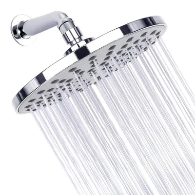 Obrázok produktu pre Sprchová hlavica – Okrúhla sprchová hlavica – Priemer 20 cm – Úsporná sprchová hlavica – Na stenu alebo strop – Nerezová oceľ – Otočná – Chróm – Strieborná