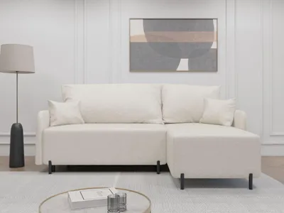 Produktbild von FurniDe24 Ecksofa L-Form Malmo - Ecksofa mit Schlaffunktion, Bettkasten - Moderne Ecksofa, Wohnzimmer Sofa - Eckcouch Beige (Gerra 10)