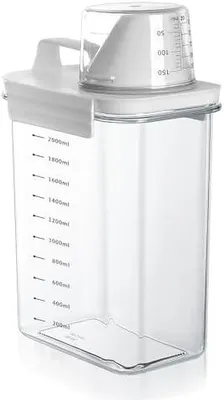 Produktbild von 2 luftdichte Waschmittelspender (2300 ml) mit Messbecher, Aufbewahrungsbox für Waschmittel und Waschpulver, Aufbewahrungsbehälter für Waschmittel, Lebensmittelbehälter