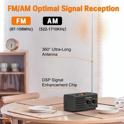 Productafbeelding van Transistorradio – AM FM Draagbaar Radio met Hoofdtelefoonaansluiting (Zwart)