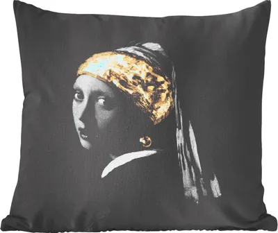 Produktbild von MuchoWow® Zierkissen Sofakissen Wohnzimmer Dekokissen 45x45 cm Mädchen mit Perlenohrring - Vermeer - Kunst - Schlafpolster - Polster für das Sofa
