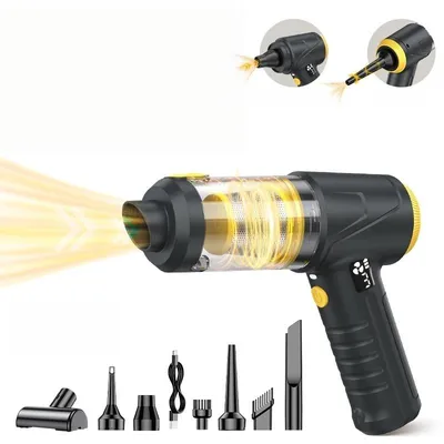 Produktbild von 4-in-1 Auto Staubsauger, 18000 pa Akku Handstaubsauger mit LED-Licht, Digitalem Display, Ultra-leiser, 3 Modi, Tragbar für Auto, Haushalt, Tierhaare