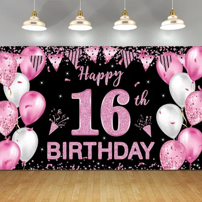 Immagine prodotto di Banner per il sedicesimo compleanno, dimensioni 180 x 110 cm, ideale per decorazioni di feste