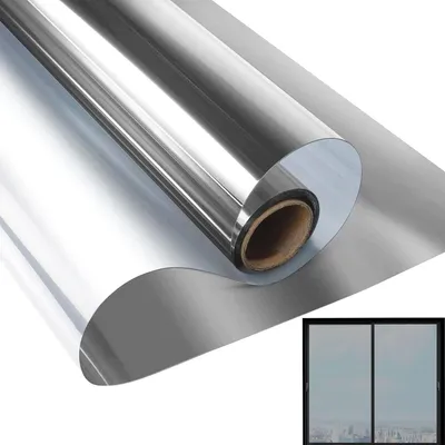 Produktbild von Einseitig verspiegelte, reflektierende, UV-beständige, selbstklebende Vinyl-Sonnenschutzfolie mit statischer Haftung, dekorativer Wärmeregulierung und Sichtschutz für Fenster in Haus und Büro