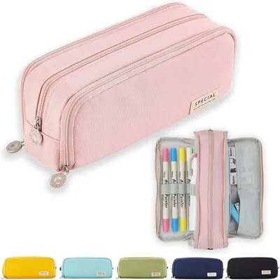 Produktbild von Federmäppchen 3 Fächer Große Kapazität Pink für Schule & Büro