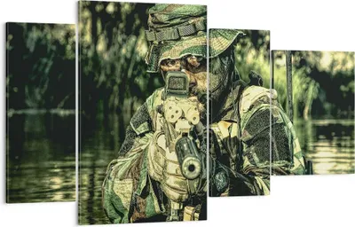 Produktbild von Bild auf Leinwand - Leinwandbild - Soldat Gewehr - 120x70cm - Wand Bild - Wanddeko - Wandbilder - Leinwanddruck - Bilder - Kunstdruck - Wanddekoration - Leinwand bilder - Wandkunst - DL120x70-3945
