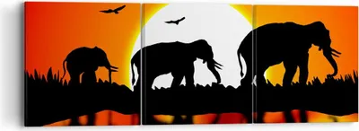 Produktbild von Bild auf Leinwand - Leinwandbild - Tiere Afrikaner Elefanten Natur - 90x30cm - Wand Bild - Wanddeko - Leinwanddruck - Bilder - Kunstdruck - Wanddekoration - Leinwand bilder - Wandkunst - CA90x30-0533