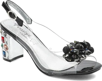 Produktbild von LAURA VITA Vinylsandalette durchsichtig/schwarz mit bunten Glasperlen im Absatz und schwarzer Glasperlengarnitur Grösse 39 EU