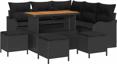 Image de vidaXL Ensemble de canapé de jardin avec coussin avec mémoire 9 pcs noir