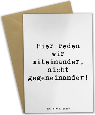 Produktbild von Mr. & Mrs. Panda Grußkarte Spruch Konflikte friedlich lösen - Weiß - Geschenk, Ermutigung, Klappkarte, Handgefertigte Produkte, Trost, Friede, hochzeitskarten, Vertrauem