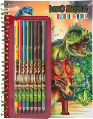 Produktbild von Depesche Dino World Malbuch mit Buntstiften, Junge/Mädchen, Bleistifte enthalten, Malbuch/Album