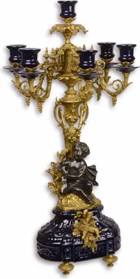 Obrázok produktu pre Casa Padrino Barokový svietnik tmavomodrý / zlatý 29,5 x 26,5 x v. 59,4 cm - baroková dekorácia do hotelov a reštaurácií