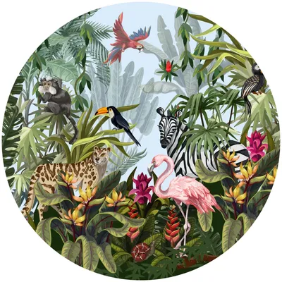Obrázek produktu pro Samolepka Samolepicí tapety Jungle Wild Animals Circle