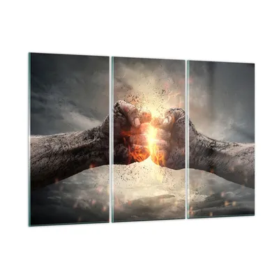 Produktbild von Bilder auf glas - Symbol faust kampf - 105x70cm - Glasbilder - Wandbilder - Kunstdruck - zum Aufhängen bereit - Wanddekoration aus Glas - Glas Bilder - Wandbild auf Glas - 3 Teile - GCE105x70-2968