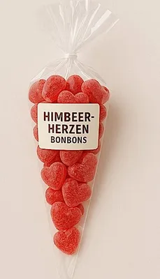 Produktbild von Glühweinherzen Bonbons im Spitzbeutel 100g - fruchtige Leckerei perfekt zum Naschen und Verschenken