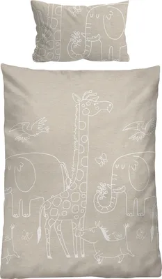 Produktbild von biberna Melange-Flanell Bettwäsche 0840520 TIERE color: kitt, size: 1x 100x135 cm + 1x 40x60 cm