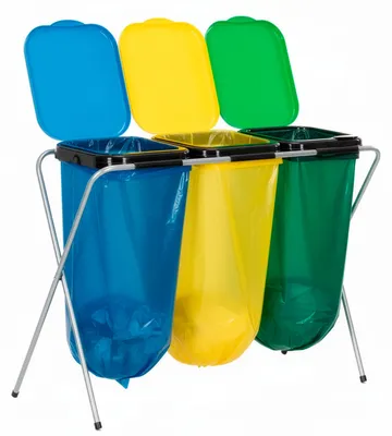 Productafbeelding van Vuilniszakkenhouder - Frame voor Afvalzakken - Standaard - 2 delen - Geel/Groen/Blauw - 30 Kg, AI-gegenereerde afbeelding