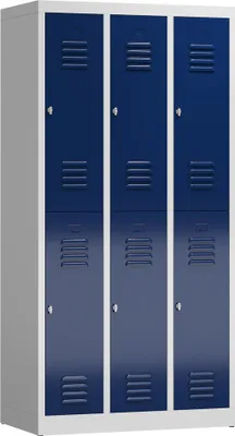 Produktbild von Spind Garderobenschrank 6 Fächer Kleiderspind 1800 x 900 x 500 mm lichtgrau/enzianblau X-530231