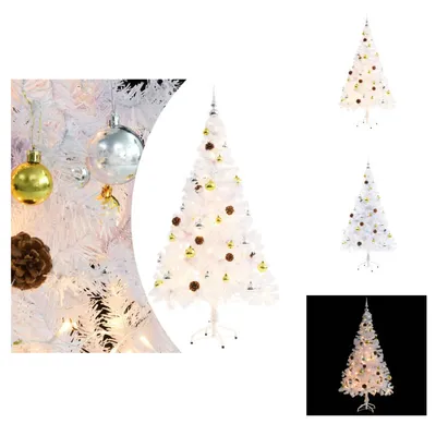Produktbild von vidaXL Künstlicher Weihnachtsbaum mit Beleuchtung & Kugeln Weiß 150 cm -  Weihnachtsbäume