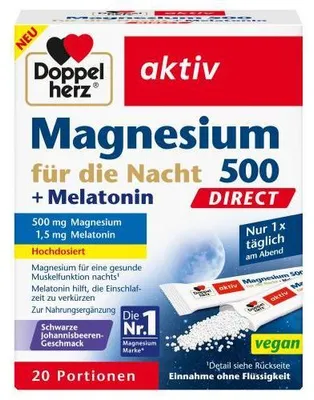 Produktbild von Doppelherz Mag.500 für die Nacht+Melatonin Direct 20 St
