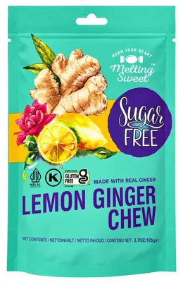 Produktbild von Melting Sweet Ginger Chew Lemon Sugar free 105g